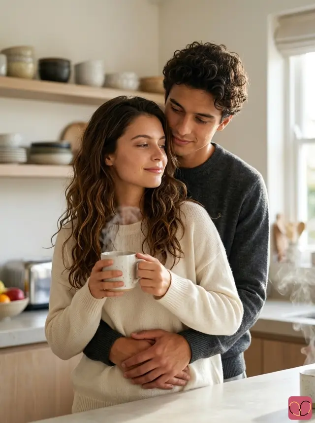 Kitchen Morning Back Hug