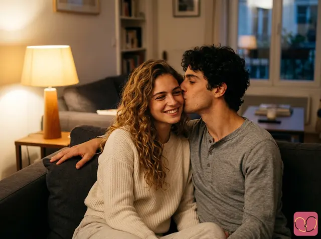 Living Room Sofa Kiss Couple
