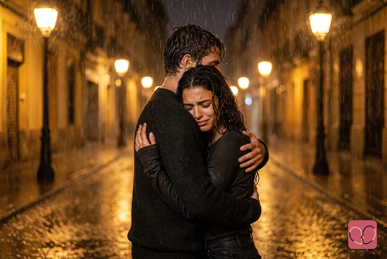 Rain Tight Embrace Couple
