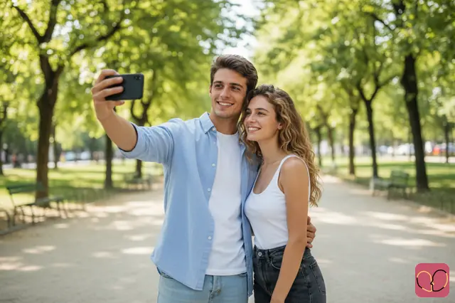 Bright Outdoor Selfie Couple