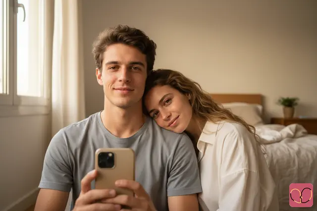 Cozy Morning Home Selfie Couple