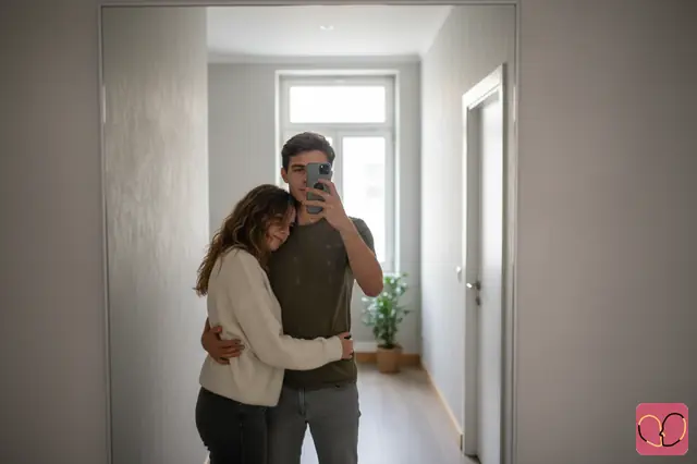Hidden-Face Mirror Selfie Couple
